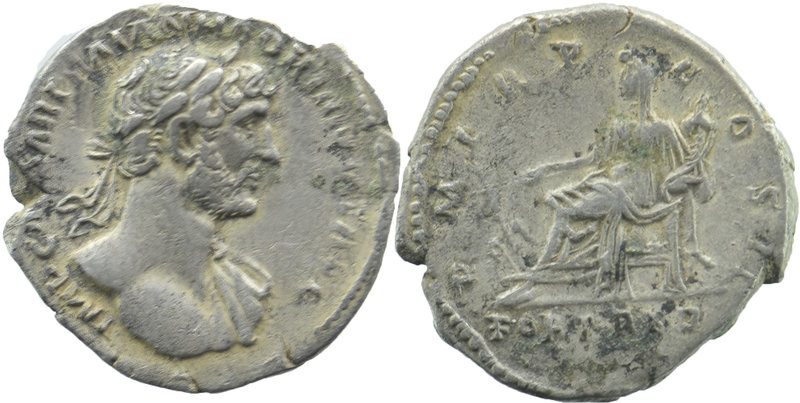 Hadrian. A.D. 117-138. AR denarius Rome, A.D. 117
Laureate head of Hadrian righ...