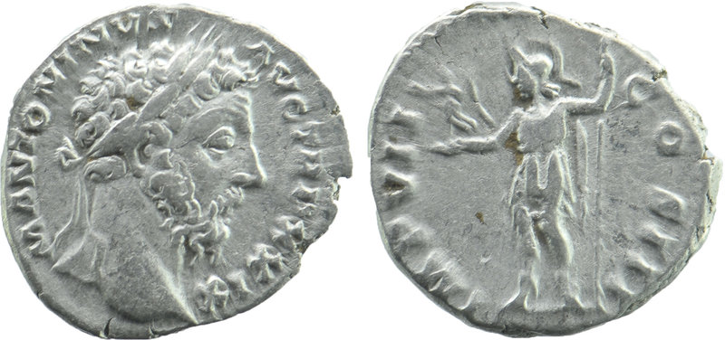 Commodus AD 180-192. Rome. Denarius AR
M ANTONINVS COMMODVS AVG, laureate head r...