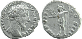 Commodus AD 180-192. Rome. Denarius AR
M ANTONINVS COMMODVS AVG, laureate head right.
Rev: TR P VII IMP IIII COS III P P, Roma standing left, holding ...