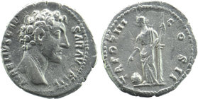 Marcus Aurelius , as Caesar (138-161 AD). AR Denarius
Roma. 147-148 AD.
Obv. AVRELIVS CAESAR AVG PII F, bare head right.
Rev. TR POT II COS II, Pro...