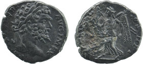 Septimius Severus, AD 193-211. AR Denarius 
minted at Laodicea ad Mare, AD 198-202. 
Laureate head right of Septimius Severus. 
Rev:Victory advancing ...