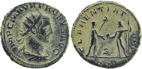 Probus. A.D. 276-282. AE antoninianus. Antioch mint, struck A.D. 276
IMP C M AVR PROBVS AVG, radiate, draped, and cuirassed bust right, seen from behi...