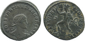 CONSTANTINE II (Caesar, 316-337). Follis. 
Laureate, draped and cuirassed bust right.
Rev: Sol advancing left, raising hand and holding whip.
RIC 81.
...