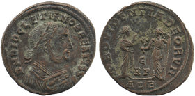 Diocletian., A.D. 305-311. AE follis 
Alexandria mint,
laureate bust right, wearing imperial mantle, holding olive branch and mappa
Rev: Providentia s...