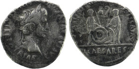 Augustus AR Denarius. Lugdunum, 2 BC - AD 12.
CAES[AR AVGVSTVS DI]VI F PATER PATRIAE. laureate head right
Rev: AVGVSTI F COS DESIG [PRINC IVVENT], G...