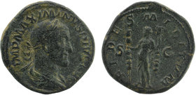 Maximinus I (235-238), Sestertius,Rome, AD 236-238, AE
laureate, draped and cuirassed bust r.
Fides standing l., holding two standards; in field, S - ...