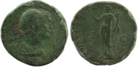 Trajan, AD 98-117. AE Sestertius 
Laureate and draped bust of Trajan right. 
Felicitas standing left holding caduceus and cornucopiae. 
RIC 672; Cohen...