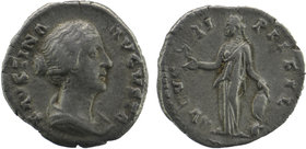 Faustina Junior. Augusta, AD 147-175. AR Denarius 
Rome mint. Struck under Antoninus Pius, circa AD 154-157. D
Draped bust right / Venus standing faci...