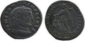 Constantius I, as Caesar, 293-305. Follis 
Ticinum (Pavia),
Laureate, draped and cuirassed bust of Constantius I to right.
Moneta standing front, head...