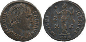Galeria Valeria (Galerius 305-311)
Follis, Alexandria, 308-310 AE.
GAL VAL-ERIA AVG, diademed draped bust right.
VENERI VICTRICI, Venus standing facin...