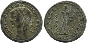 CONSTANTIUS I CHLORUS, Caesar 293-305, Nummus, Alexandria, AE
FL VAL CONSTANTIVS NOB CAES Laureate head left.
HERCVLI - VICTORI ALE 
Hercules, nude bu...