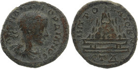 CAPPADOCIA. Caesarea. Gordian III (238-244). Ae. Dated RY 4 (240/1).
Laureate, draped and cuirassed bust right.
Mt. Argaeus set upon altar.
Sydenham 6...