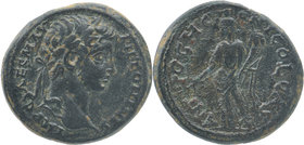 Pisidia, Antioch. Caracalla. A.D. 198-217. AE
MP CAES M AV ANTONINVS, laureate head right 
Rev: ANTIOCH GENI COL CAS, Tyche standing left, holding bra...