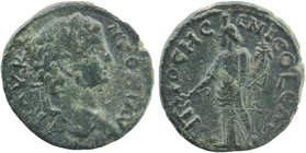 PISIDIA. Antiochia. Caracalla (198-217). Ae.
IMP C M AVR ANTONI AV.
Laureate head right.
Rev: ANTIOCH GENI COL CAE.
Tyche standing left, holding rod a...