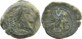 EGYPT. Alexandria. Antoninus Pius (138-161) AE
Laureate head right.
Rev: Griffin seated right, resting forepaw upon wheel.
RPC IV online 13568 var. (R...