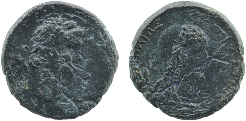 GALATIA. Nero and Poppaea 62. 65 AD AE
Obv: ΝΕΡΩΝΟΣ ΣΕΒΑΣΤΟΥ/laureate head of N...