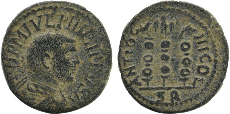 Pisidia, Antioch. Philip I. A.D. 244-249. AE 
IMP M IVL PHILIPPVS A, radiate, dr...