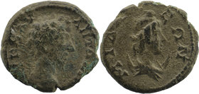 Phrygien. Midaion.. Lucius Verus (161-169). Ae
Obv: Laureate head right.
Rev: ΜΙΔΑΕΩΝ; draped bust of Mên with Phrygian cap.
4,24 gr. 19 mm