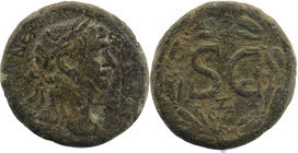 SYRIA. Seleucis and Pieria. Antioch. Trajan (98-117). Ae.

Obv: Laureate head right.
Rev: S C, all within laurel wreath.
McAlee 487c.
16,58 gr. 25 mm
