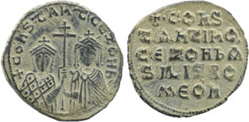 Constantine VII with ZOE I ,913-959.AE Follis. Constantinople
+CONSTANTCEZOHb, facing bust with crown, holding patriarchal cross.
Rev: CONS / TANTINO ...