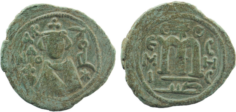 Umayyads, Arab-Byzantine Anonymous .
Abd al-Malik, 65-86 H./685-705 AD Follis 
O...