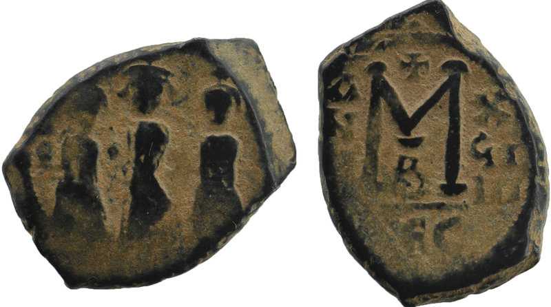 ARAB-BYZANTINE. Early Caliphate (636-660). Imitation of a Follis of Heraclius (6...