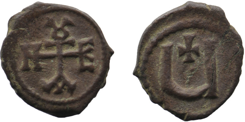 Phocas. AD 602-610. Antioch Pentanummium AE
Monogram of Phocas / Large U, cross ...
