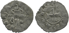 Crusader States. Principality of Achaea. Jean de Gravina, 1322-1333. Denier Tournois 
Glarenza around cross pattée
Rev. Châtel tournois.
 CCS 39. Metc...