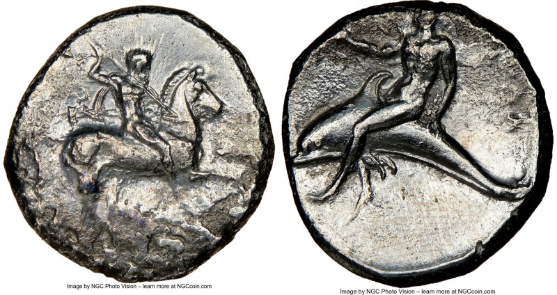 CALABRIA. Tarentum. Ca. early 3rd century BC. AR didrachm (21mm, 5h). NGC Fine. ...