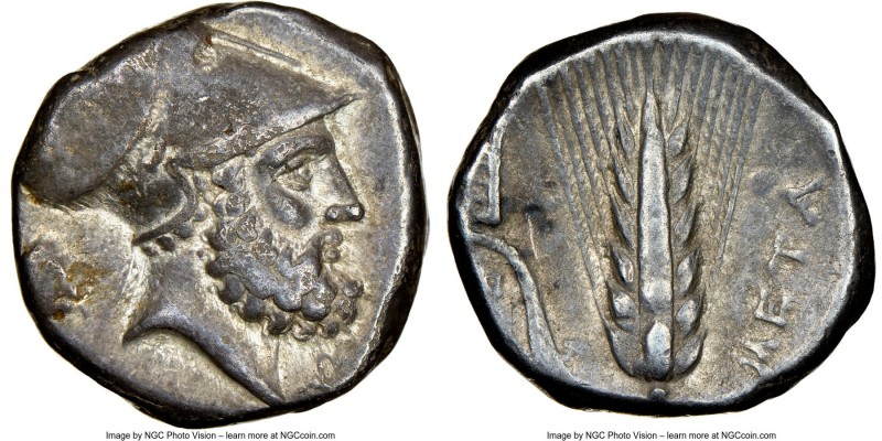 LUCANIA. Metapontum. Ca. 340-330 BC. AR stater (18mm, 7.88 gm, 7h). NGC Choice V...