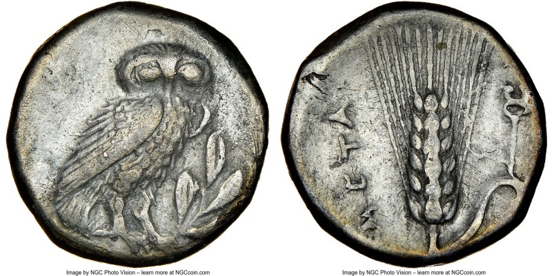LUCANIA. Metapontum. Ca. 325-275 BC. AR Drachm (15mm, 1h). NGC XF. META, owl sta...