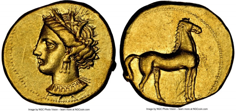 ZEUGITANA. Carthage. Ca. 350-320 BC. AV stater (19mm, 9.15 gm, 1h). NGC Choice X...
