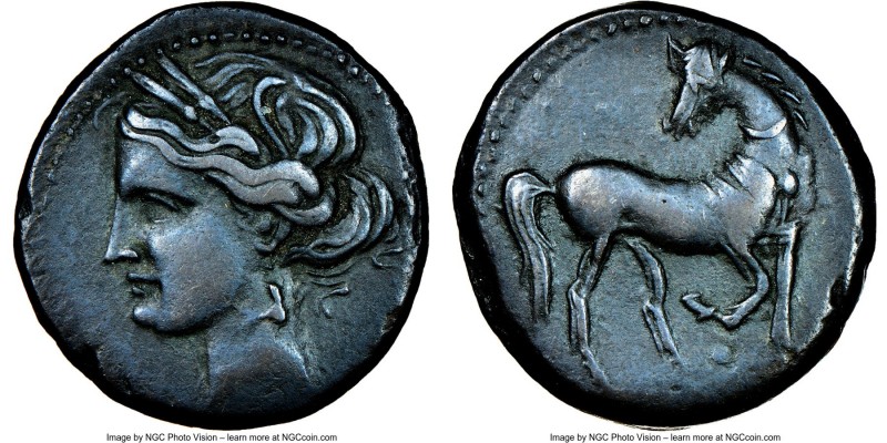 ZEUGITANA. Carthage. Ca. late 3rd century BC. AE tridrachm (25mm, 1h). NGC XF. S...