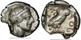 ATTICA. Athens. Ca. 440-404 BC. AR tetradrachm (26mm, 16.65 gm, 11h). NGC AU 5/5 - 2/5, edge chip. Mid-mass coinage issue. Head of Athena right, weari...