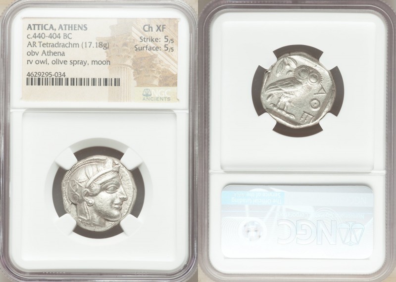 ATTICA. Athens. Ca. 440-404 BC. AR tetradrachm (23mm, 17.18 gm, 7h). NGC Choice ...