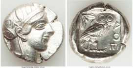 ATTICA. Athens. Ca. 440-404 BC. AR tetradrachm (24mm, 17.15 gm, 7h). XF. Mid-mass coinage issue. Head of Athena right, wearing crested Attic helmet or...