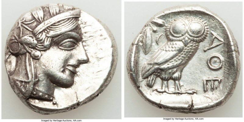 ATTICA. Athens. Ca. 440-404 BC. AR tetradrachm (24mm, 17.24 gm, 2h). XF. Mid-mas...