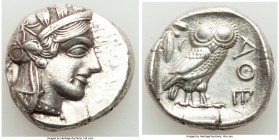 ATTICA. Athens. Ca. 440-404 BC. AR tetradrachm (24mm, 17.24 gm, 2h). XF. Mid-mass coinage issue. Head of Athena right, wearing crested Attic helmet or...