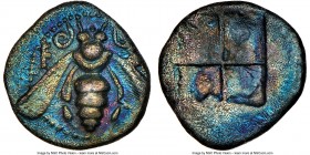 IONIA. Ephesus. 5th century BC. AR diobol (10mm). NGC Choice XF. Bee seen from above, E-[Φ] across fields / Quadripartite incuse square. SNG Kayhan 12...