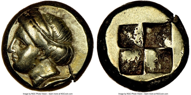 IONIA. Phocaea. Ca. 477-388 BC. EL hecte (10mm). NGC XF. Head of young female le...