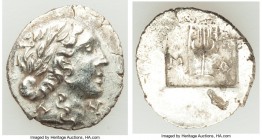 LYCIAN LEAGUE. Masicytes. Ca. 48-20 BC. AR hemidrachm (15mm, 1.84 gm, 12h). XF. Series 1. Laureate head of Apollo right; Λ-Y below / M-A, cithara (lyr...