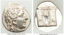 LYCIAN LEAGUE. Masicytes. Ca. 48-20 BC. AR hemidrachm (13mm, 1.84 gm, 1h). XF. Series 1. Laureate head of Apollo right; Λ-Y below / M-A, cithara (lyre...