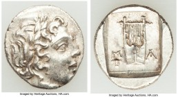 LYCIAN LEAGUE. Masicytes. Ca. 48-20 BC. AR hemidrachm (14mm, 2.03 gm, 12h). XF. Series 1. Laureate head of Apollo right; Λ-Y below / M-A, cithara (lyr...