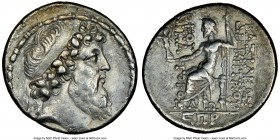 SELEUCID KINGDOM. Demetrius II Nicator, second reign (129-125 BC). AR tetradrachm (30mm, 12h). NGC Choice VF. Seleucia in Pieria (?), dated Seleucid E...