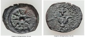 JUDAEA. Hasmoneans. Alexander Jannaeus (103-76 BC). AE prutah (16mm, 2.46 gm). VF. Jerusalem. Yehonatan the King (Paleo-Hebrew), eight-ray star within...