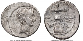 Octavian, as Sole Imperator (31-27 BC). AR denarius (23mm, 3.80 gm, 4h). NGC Choice Fine, bankers mark. Uncertain Italian mint, ca. 30-29 BC. Anepigra...