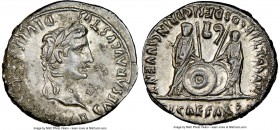 Augustus (27 BC-AD 14). AR denarius (19mm, 2h). NGC XF. Lugdunum, 2 BC-AD 4. CAESAR AVGVSTVS-DIVI F PATER PATRIAE, laureate head of Augustus right / A...
