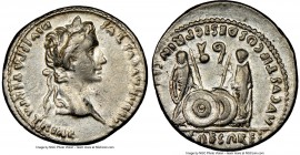 Augustus (27 BC-AD 14). AR denarius (19mm, 4h). NGC Choice VF. Lugdunum, 2 BC-AD 4. CAESAR AVGVSTVS-DIVI F PATER PATRIAE, laureate head of Augustus ri...