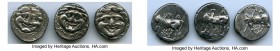 ANCIENT LOTS. Greek. Mysia. Parion. Ca. 4th century BC. Lot of three (3) AR hemidrachms. VF, scratches. Includes: Facing Gorgoneion / Bull standing le...