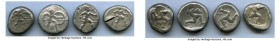 ANCIENT LOTS. Greek. Pamphylia. Aspendus. Ca. mid-5th century BC. Lot of four (4) AR staters. About VF, test cuts. Includes: Hoplite and triskeles. Fo...
